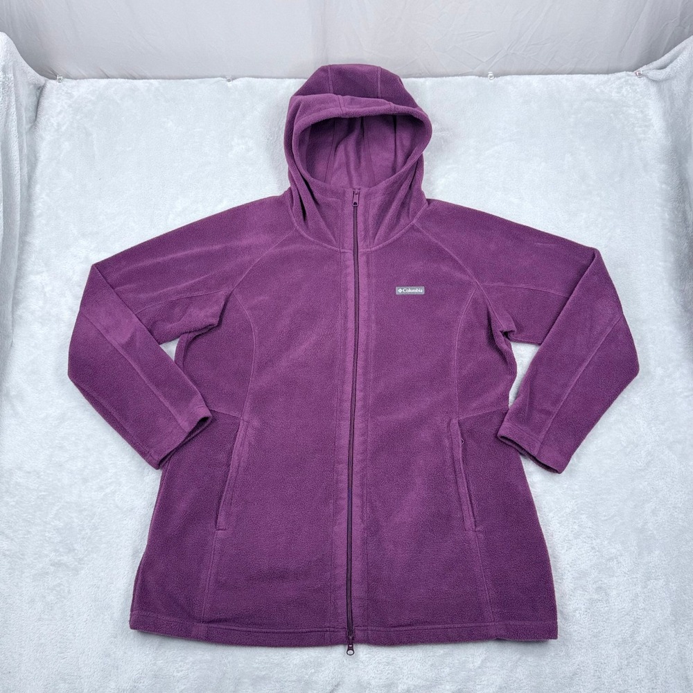 Columbia Benton Springs II Long Fleece Hoodie Women XXL Purple Full Zip Jacket